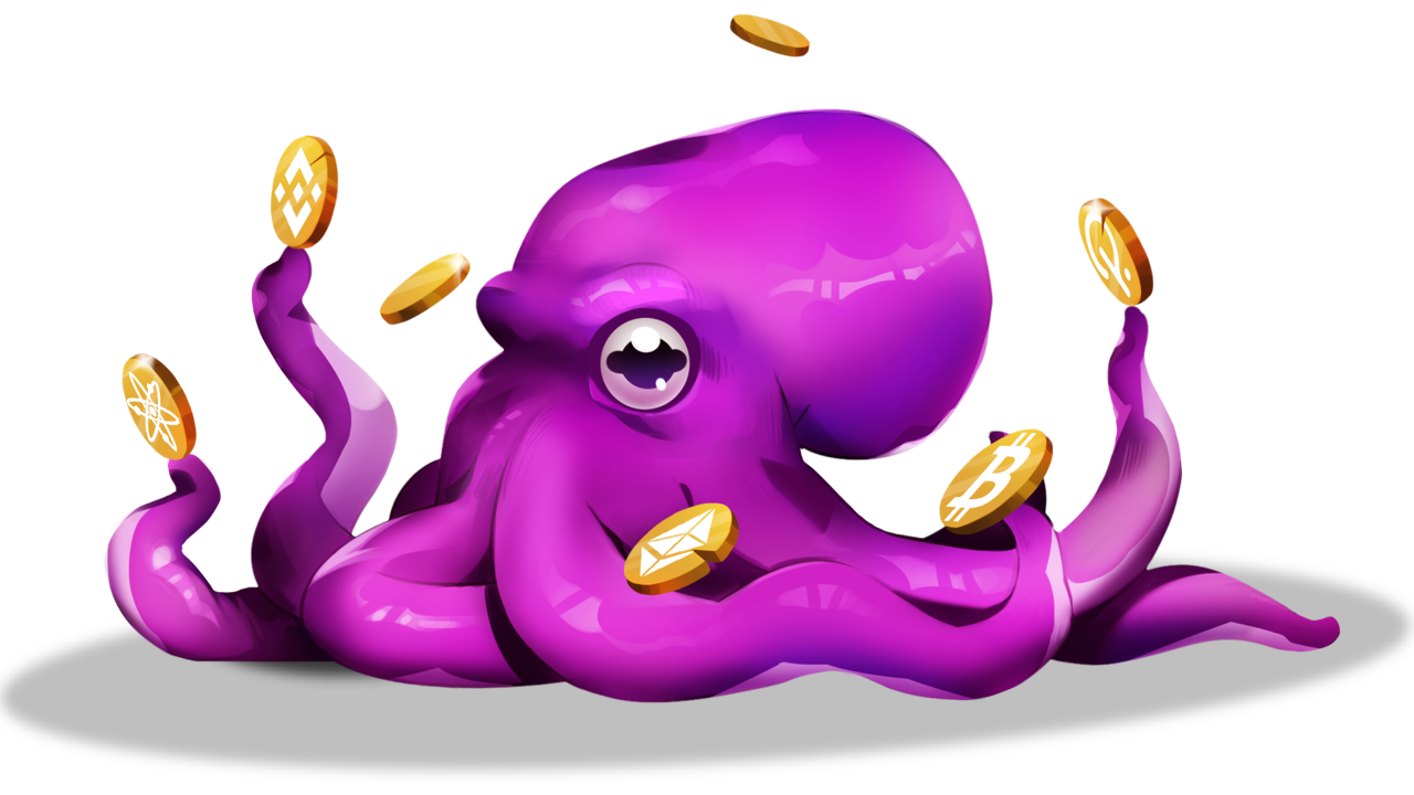 XDEFI Octopus with Binance, Bitcoin, Polkadot, Ethereum, Cosmos Coins